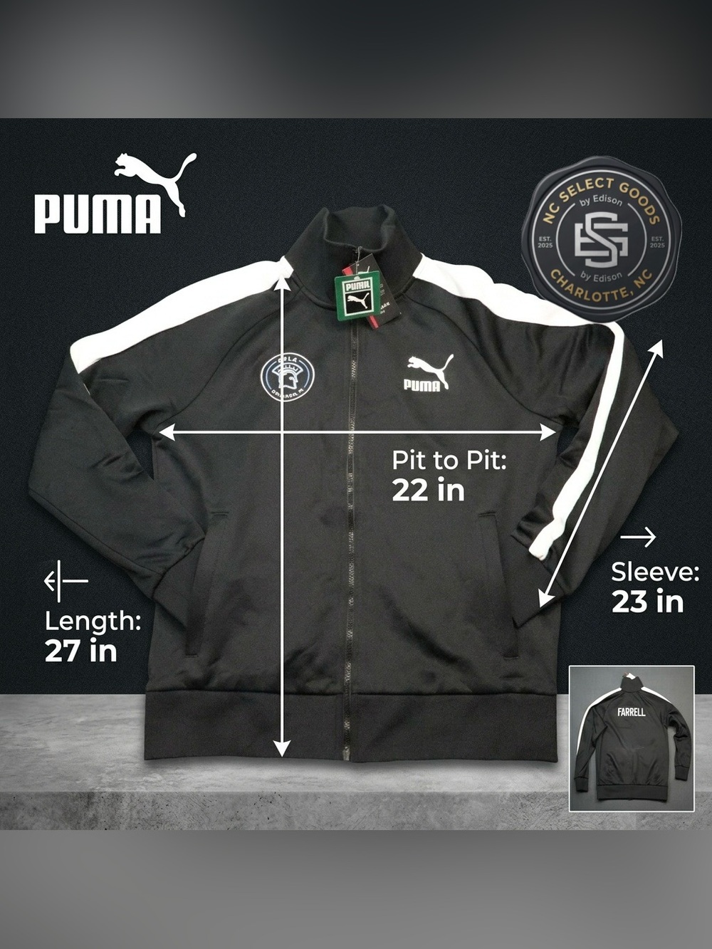 NWT Puma Alpha T7 Track Jacket Men's M Black White Customized Farrell⁠